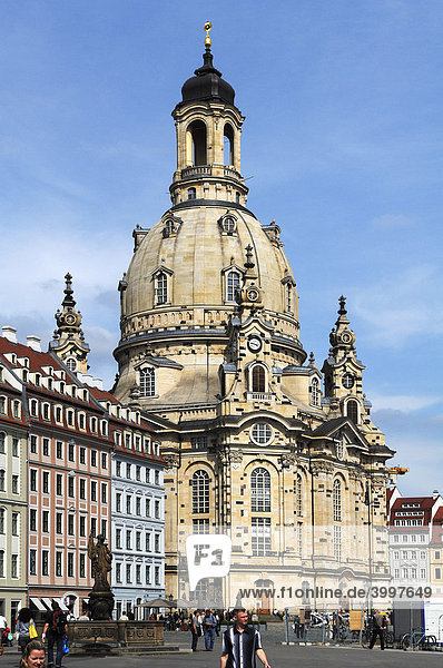 Frauenkirche Church of Our Lady at Neumarkt square  Dresden  Saxony  Germany  Europe