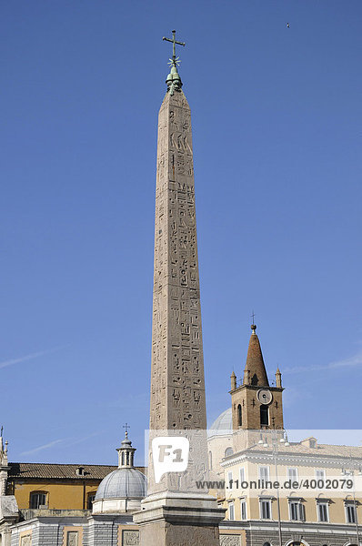 Obelisk Flaminio  Piazza del Popolo  Altstadt  Rom  Italien