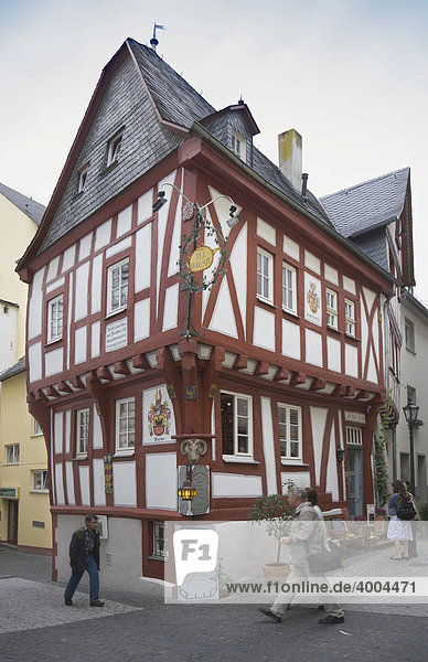 Half-timbered architecture on the Middle Rhine  Teehaeusje  Little Tea House  built in 1519  Boppard  Rhineland-Palatinate  Germany  Europe