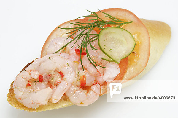 Crostini mit Tomate und Nordseegarnelen-Salat - Rezeptdatei vorhanden