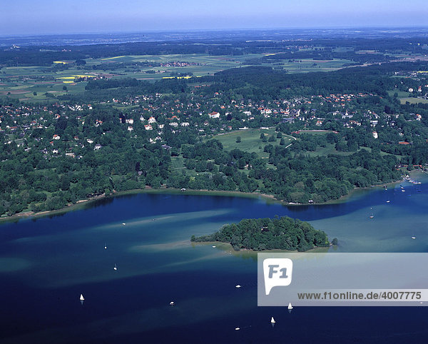 Roseninsel  Luftbild  Feldafing am Starnberger See  Oberbayern  Bayern  Deutschland  Europa