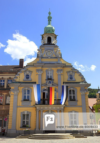 Rokokofassade des Rathaus von Kulmbach  Oberfranken  Bayern  Deutschland  Europa