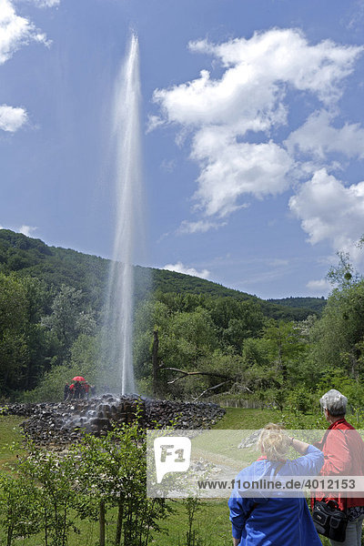 The cold water geysir  Namedyer Sprudel  on the Namedyer Werth peninsula in Andernach  Rhineland-Palatinate  Germany  Europe