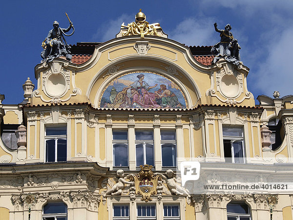Historische Hausfassade  Prag  Mittelböhmen  Tschechische Republik  Osteuropa