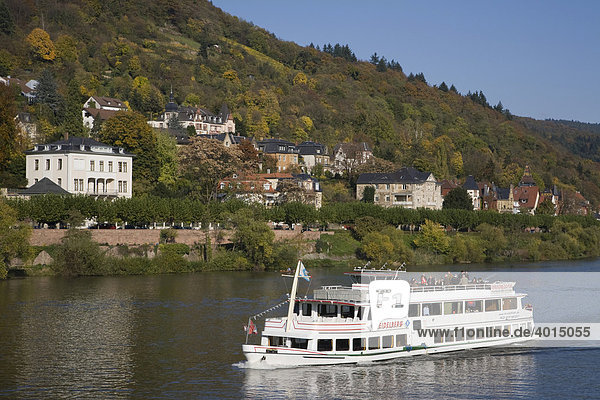 Heidelberg ship on Neckar River  Heidelberg  Baden-Wuerttemberg  Germany