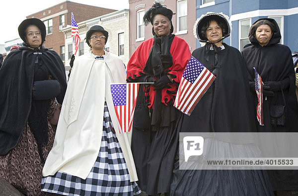 Civil War reenactors at a ceremony at the African-American Civil War Memorial  Washington  DC  USA