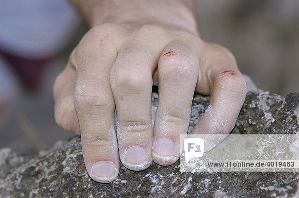 Hand of a sport climber