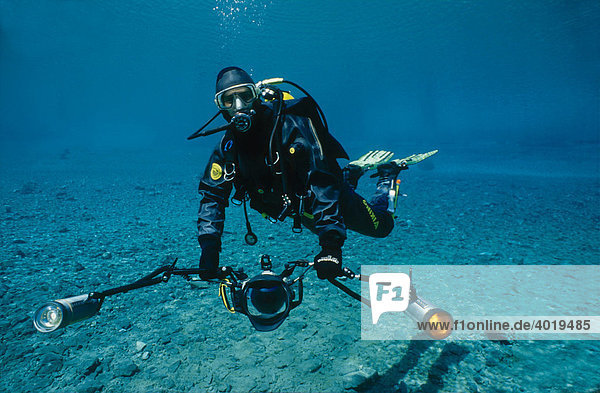 Scuba diver  underwater photographer