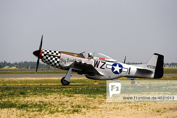 A North American P - 51D Mustang before take-off