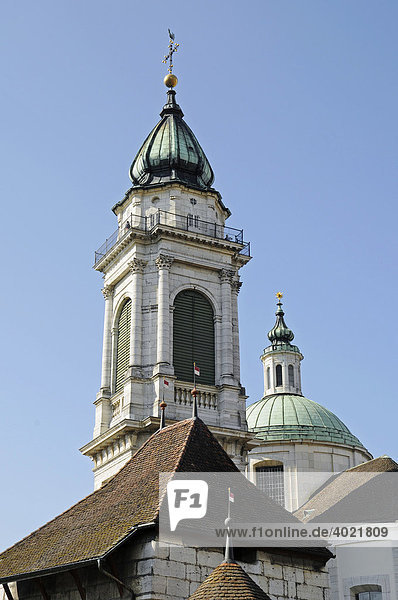 Kirchturm  St Ursen  Kathedrale  Solothurn  Schweiz  Europa