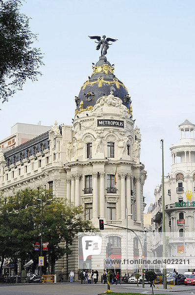 Metropolis  Gebäude  Calle de Alcala  Madrid  Spanien  Europa