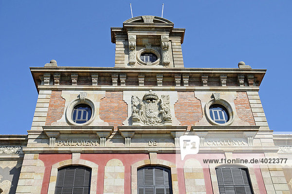 Fassade  Parlament  Gebäude  Parc de la Ciutadella  Barcelona  Katalonien  Spanien  Europa