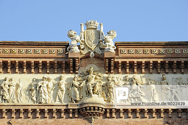 Wappen  Detail  Arc de Triomf  Triumphbogen  Barcelona  Katalonien  Spanien  Europa