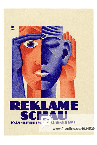 Historische Illustration  Reklamemarke  Reklameschau Berlin 1929
