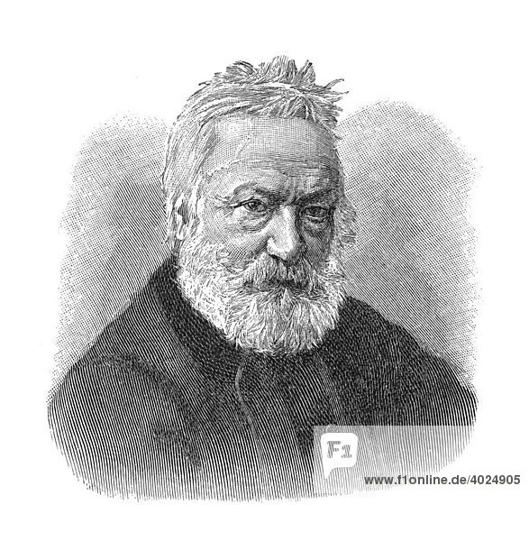 Holzschnitt  Victor Marie Hugo  Portrait
