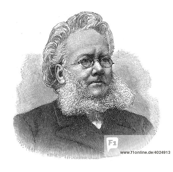 Holzschnitt  Henrik Johan Ibsen  Portrait