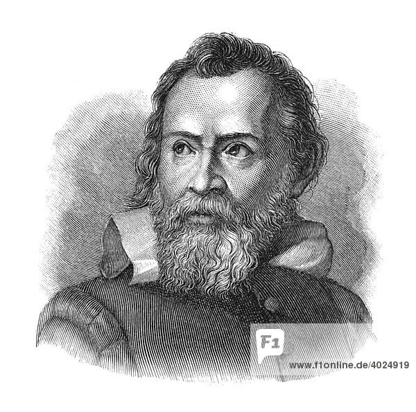 Holzschnitt  Galileo Galilei  Portrait