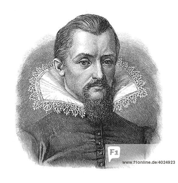 Holzschnitt  Friedrich Johannes Kepler  Portrait