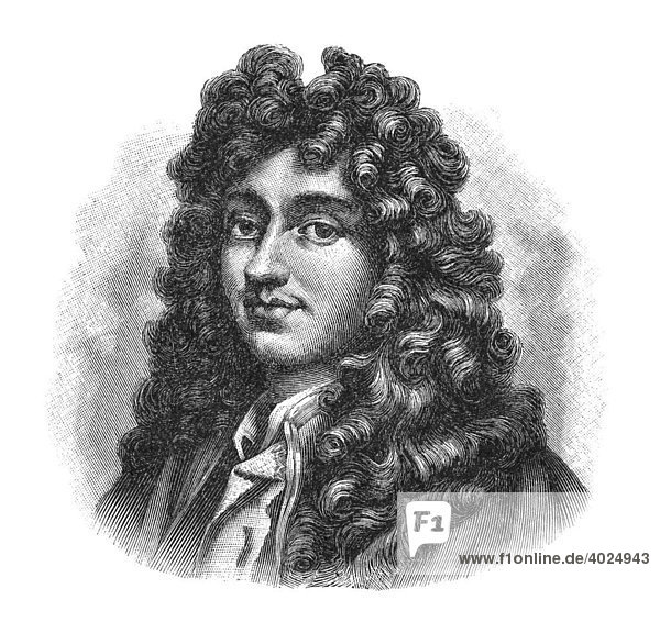 Holzschnitt  Christiaan Huygens  Portrait