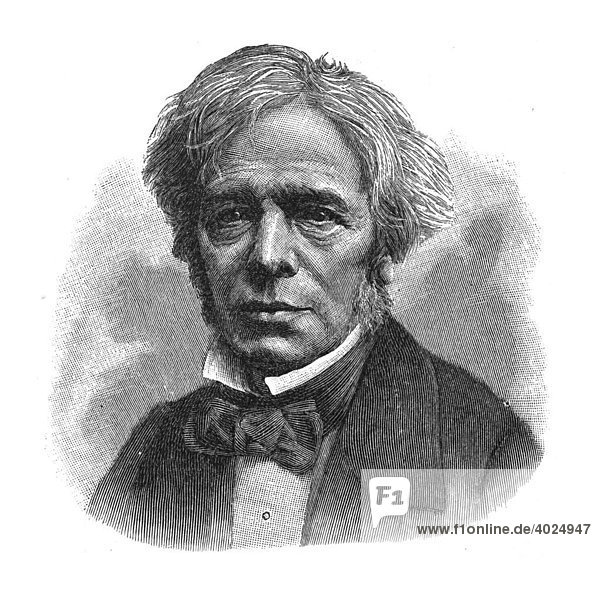 Holzschnitt  Michael Faraday  Portrait