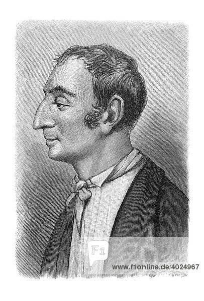 Holzschnitt  Henri de Saint-Simon  Portrait