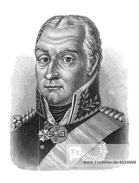 Holzschnitt  Friedrich Emil Ferdinand Heinrich Graf Kleist von Nollendorf  Portrait