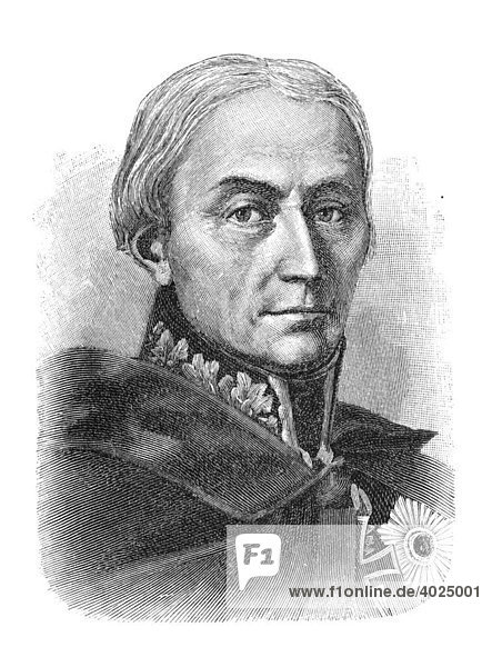 Holzschnitt  Friedrich Wilhelm Freiherr von Bülow  Portrait