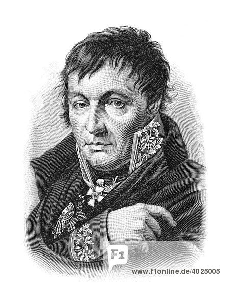 Holzschnitt  Gerhard Johann David von Scharnhorst  Portrait