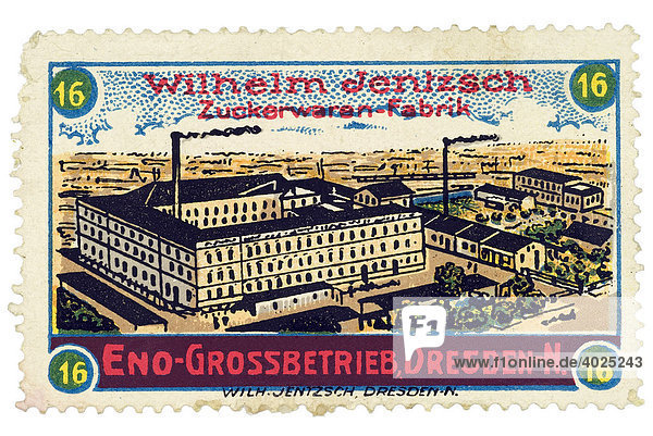 Reklamemarke  Wilhelm Jontzsch Zuckerwaren-Fabrik  ENO-Grossbetrieb Dresden-N