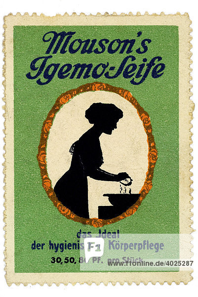 Historical trading stamp  German  Mouson's Igemo-Seife  das Ideal der hygienischen Koerperpflege