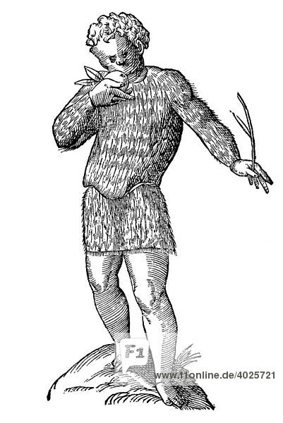 Holzschnitt  Homo äsopos  Mensch ohne Mund  aus: Aldrovandi  Historia Monstrorum 1642  17. Jh  Renaissance