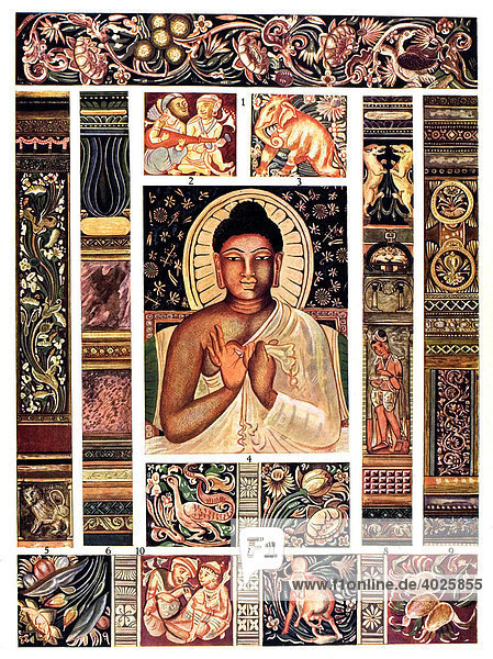 Buddhist ornament in India  antiquity  Griffiths  paintings in the Buddhist cave temples of Ajantli  Kandeh  India