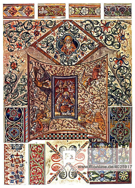 Wand- und Deckenmalerei  Das Mittelalter  Das gotische Ornament in Deutschland  Borrmann  Aufnahmen mittelalterlicher Wand- und Deckenmalereien in Deutschland