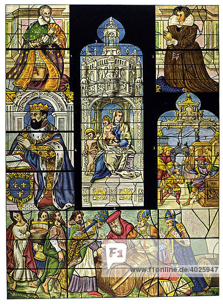 Historische Illustration  französische Ornamente  Glasmalerei  Lasteyrie  Histoire de la peinture sur verre
