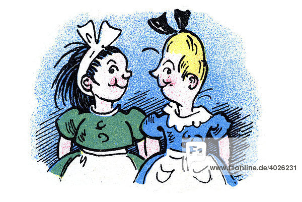 Book illustration  Maus and Molli  Max and Moritz for girls  Maedelgeschichte in sieben Streichen  by Wilhelm Herbert  illustrations by Karl Storch