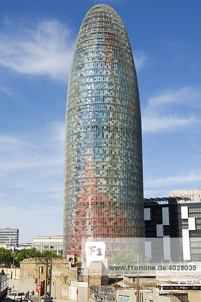 Torre Agbar  das neue Wahrzeichen von Barcelona  Spanien  Europa