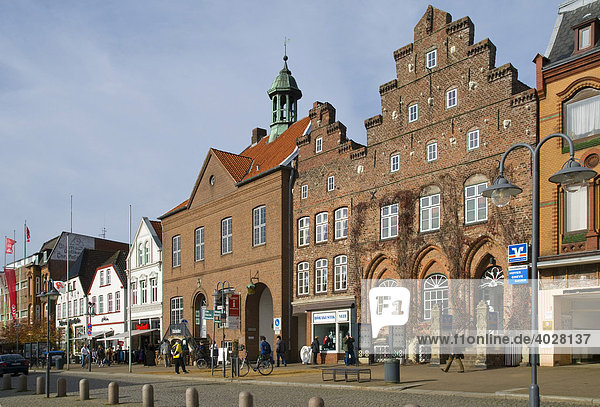Old houses in the historic centre of Husum  North Frisia  Schleswig-Holstein  Germany  Europe
