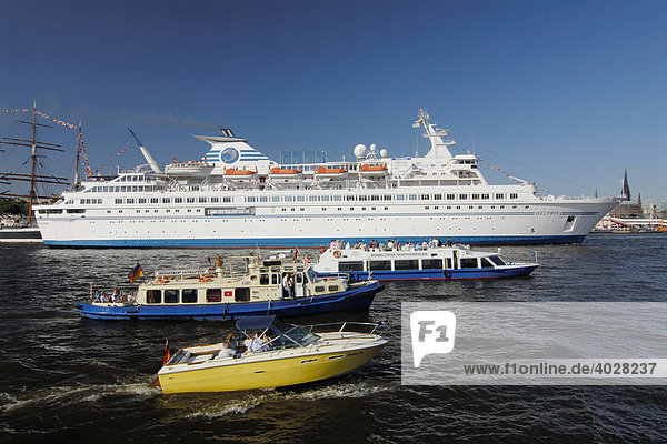 Delphin  cruise ship  in the harbour of Hamburg  Germany  Europe