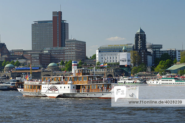 Freya  paddle steamer  in the harbour of Hamburg  Germany  Europe