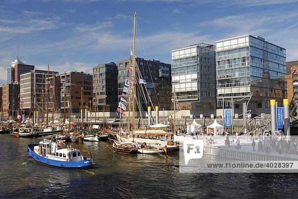 Historic ship port in Sandtorhafen port in the HafenCity of Hamburg  Germany  Europe