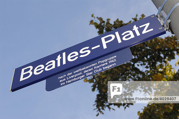 Straßenschild am Beatles-Platz in St. Pauli  Hamburg  Deutschland  Europa