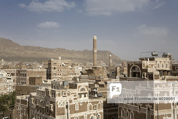 Lehmbauten mit Ornamenten  Altstadt  Sana´a  Unesco Weltkulturerbe  Jemen  Naher Osten