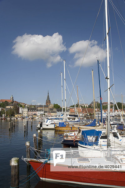 Yachts in the marina in Flensburg's Inner Fjord  Schleswig-Holstein  Northern Germany  Germany  Europe