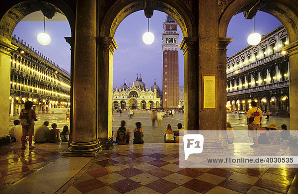 St. Mark's Square with St. Mark's Basilica and Campanile  Venice  Italy  Europe