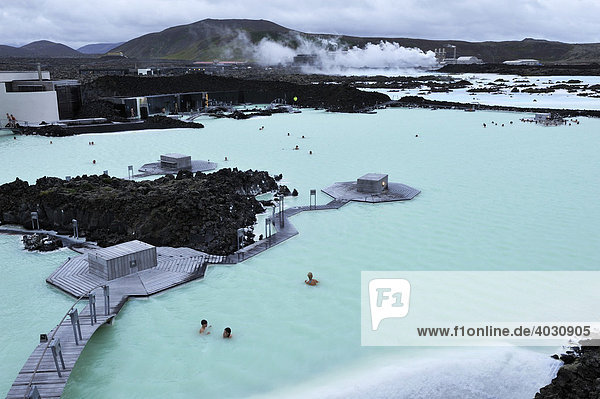 Bláa Lonið  Blue Lagoon  thermal outdoor pool near Grindavík  Iceland  Europe