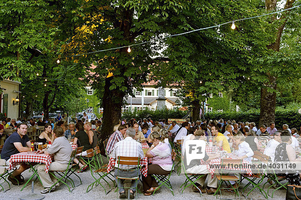 Beer garden  Aying  Upper Bavaria  Germany  Europe