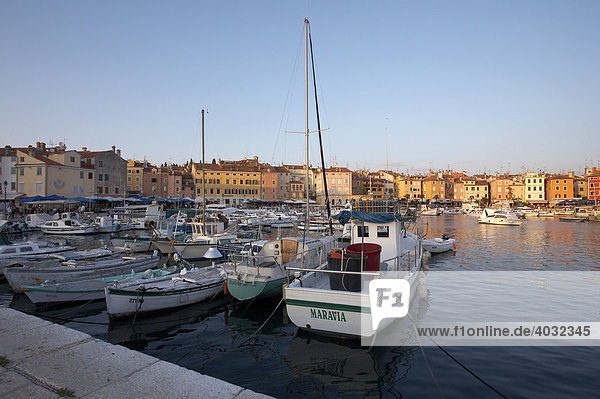 Boats  harbour  Rovinj  Adriatic  Istria  Croatia  Europe