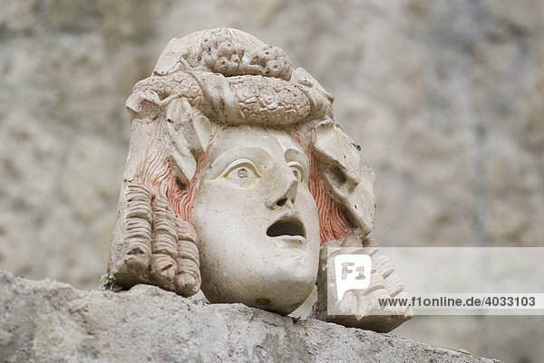 Kopf  Casa di Nettuno e Anfitrite  Haus des Neptun und der Amphitrite  Ausgrabung der römischen Stadt Herkulaneum  Ercolano  Neapel  Kampanien  Italien  Europa