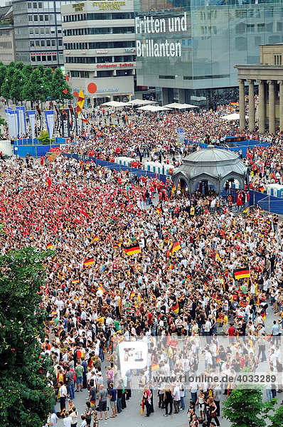The 2008 UEFA European Football Championship Public Viewing Schlossplatz Square on the right of the picture the Koenigsbau-Passages Stuttgart Baden-Wuerttemberg Germany Europe