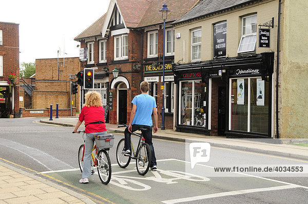 Cyclists in Shefford  Bedfordshire  England  United Kingdom  Europe